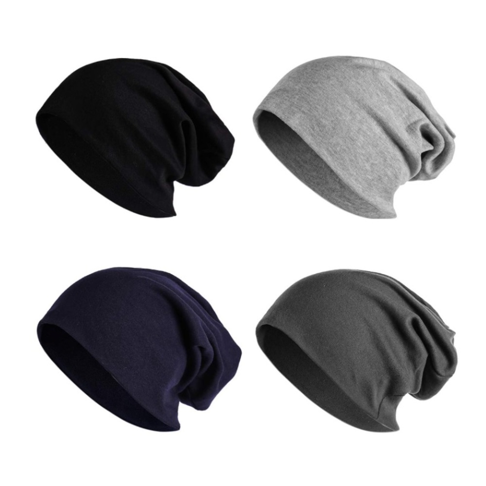 Pack of 4 slouchy beanie caps NWOT in navy, black, light and dark grey